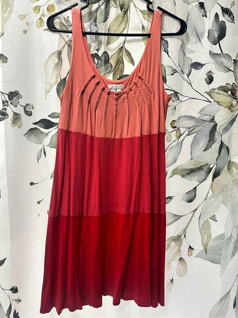 London Times Color Block Maxi Dress in Red & Pink Size Medium